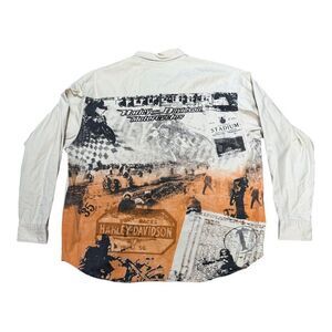 Harley-Davidson 2XL Button-Up Shirt XXL Full Print Back Graphic Biker Motorcycle